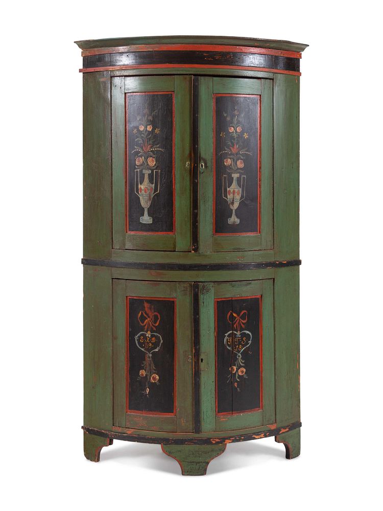 Appraisal: A Scandinavian Painted Pine Corner Cabinet A Scandinavian Painted Pine