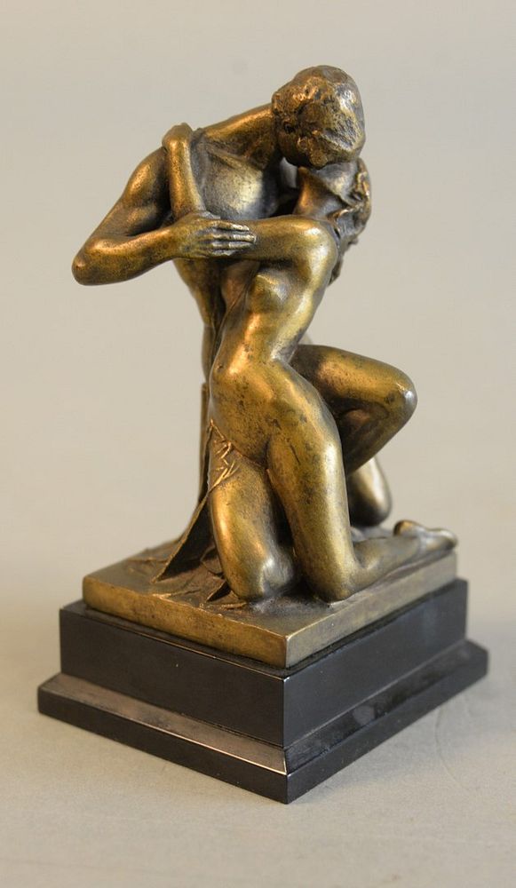 Appraisal: Mario Korbel - The Kiss Bronze with gold patina Signed