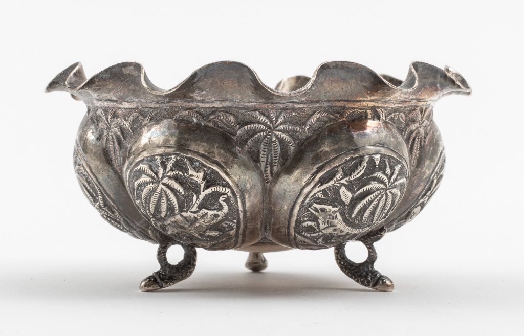 Appraisal: SILVERPLATE REPOUSSE DIMINUTIVE FOOTED BOWL Silverplate repousse diminutive footed bowl