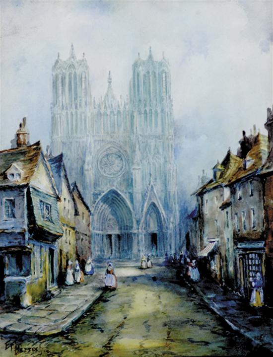 Appraisal: E F Harroch Continental late th century RHEIMS CATHEDRALwatercolor on