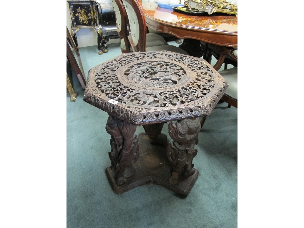 Appraisal: Eastern carved octagonal occasional table