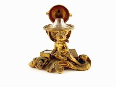 Appraisal: A th century French ormolu inkwell modelled as a hinged