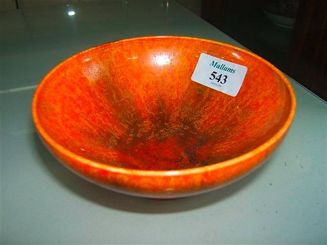 Appraisal: A Royal Lancastrian orange lustre bowl inscribed with initials E