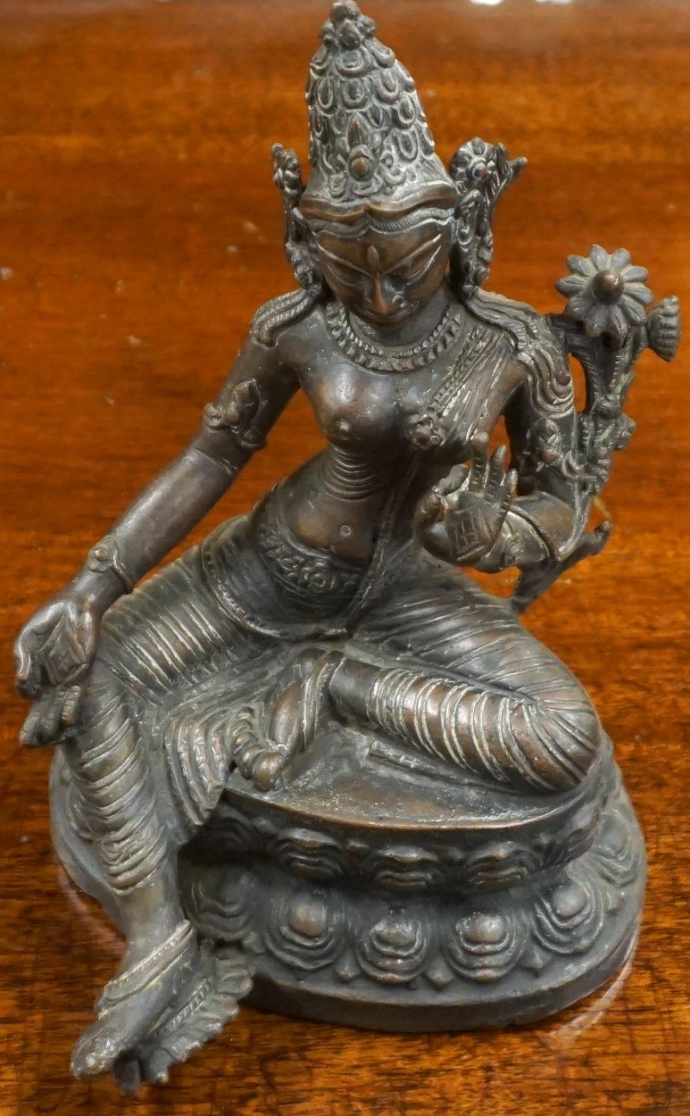 Appraisal: Indian Patinated Bronze Figure of Parvati H in cm