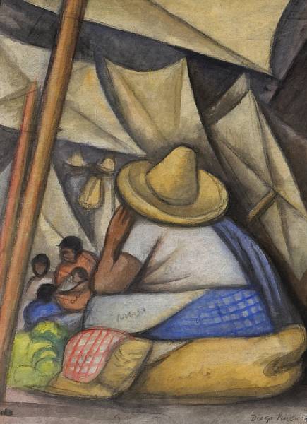 Appraisal: Diego Rivera Mexican - En el mercado signed and indistinctly