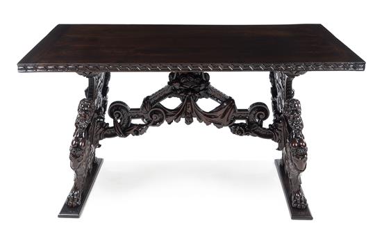 Appraisal: Sale Lot A Renaissance Revival Carved Walnut Library Table th