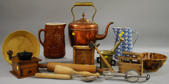 Appraisal: Group of Assorted Ceramic Wooden and Metal Kitchen Items a