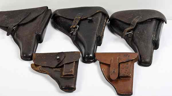 Appraisal: WWII German Military Pistol Holsters Lot of Five Luger holster