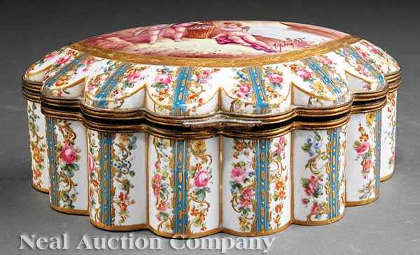 Appraisal: An Antique S vres-Style Porcelain and Bronze-Mounted Box late th