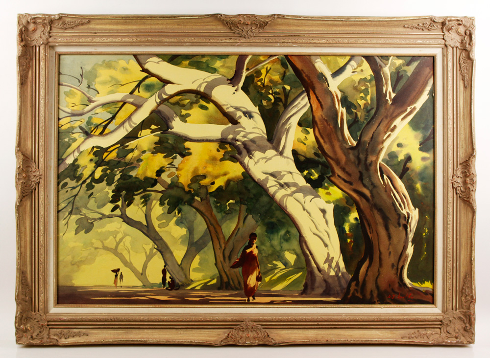 Appraisal: - Woman Under Trees W C Woman under trees watercolor