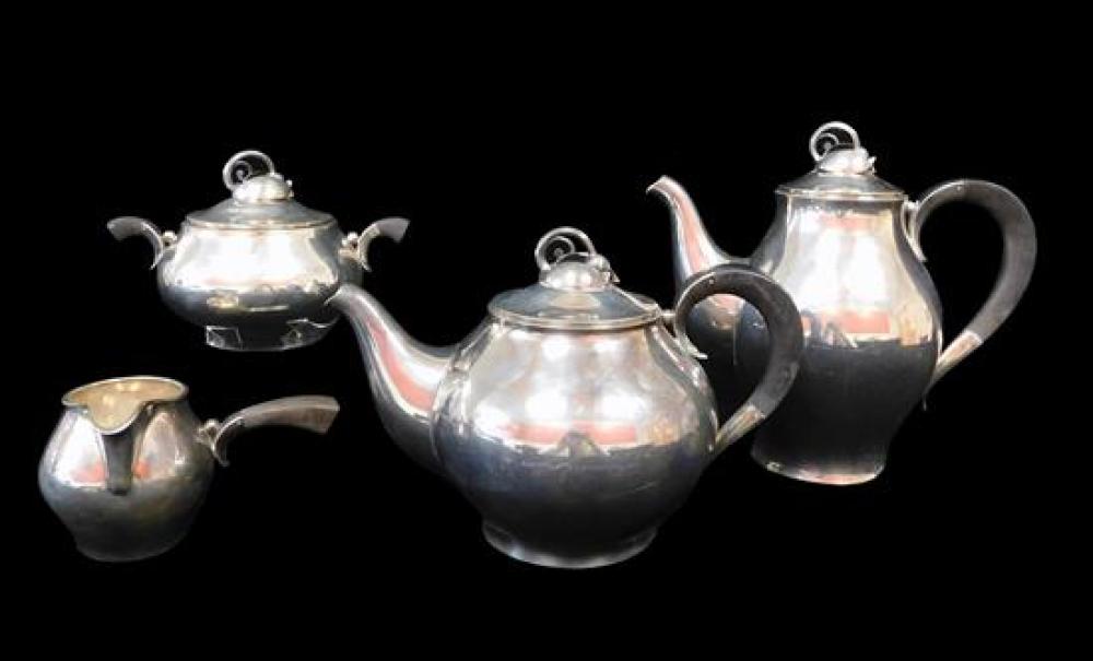 Appraisal: SILVER Holger Rasmussen Copenhagen - Danish sterling four-piece tea service