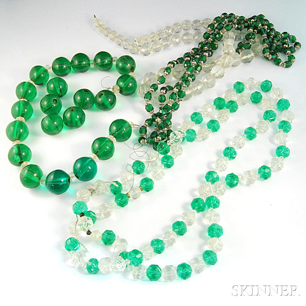 Appraisal: Group of Green and Colorless Glass and Crystal Beads four