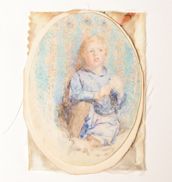 Appraisal: Miniature full body portrait of a child on ivory ca