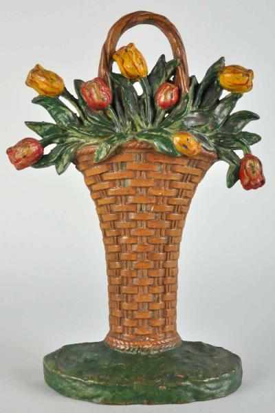 Appraisal: Cast Iron Hubley Tulip Basket Doorstop Description Made by Hubley