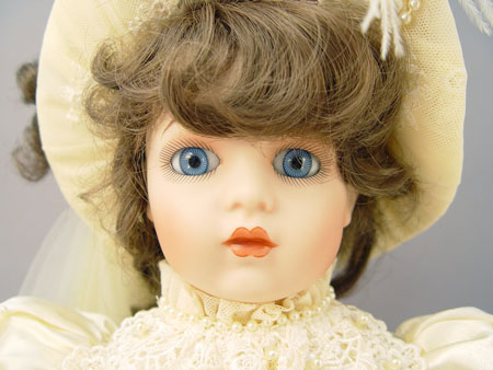 Appraisal: CONTEMPORARY BISQUE SHOULDER HEAD BRIDE DOLL Unmarked modern bride doll