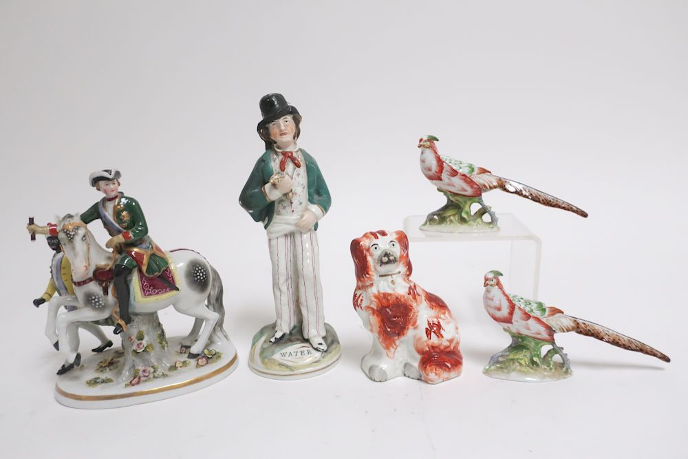 Appraisal: Porcelain Figures and Animals Includes Furstenburg Lipizzaner Staffordshire gin water