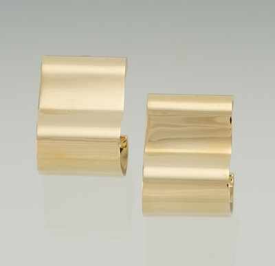 Appraisal: A Pair of Gold Earrings k yellow gold earrings of