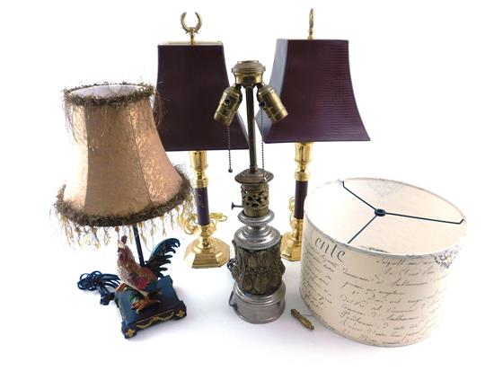 Appraisal: Four th C table lamps first with colorful rooster form