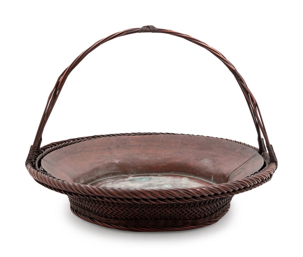 Appraisal: A Bamboo Flower Arranging Basket A Bamboo Flower Arranging Basket