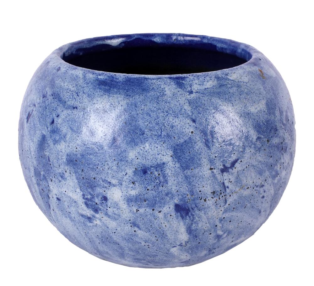 Appraisal: BLUE POTTERY BOWL VASEunsigned inches diameter inches high Condition