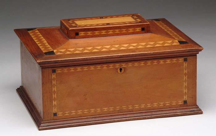 Appraisal: GOOD INLAID JEWELRY BOX Hinged lid having a block stepped