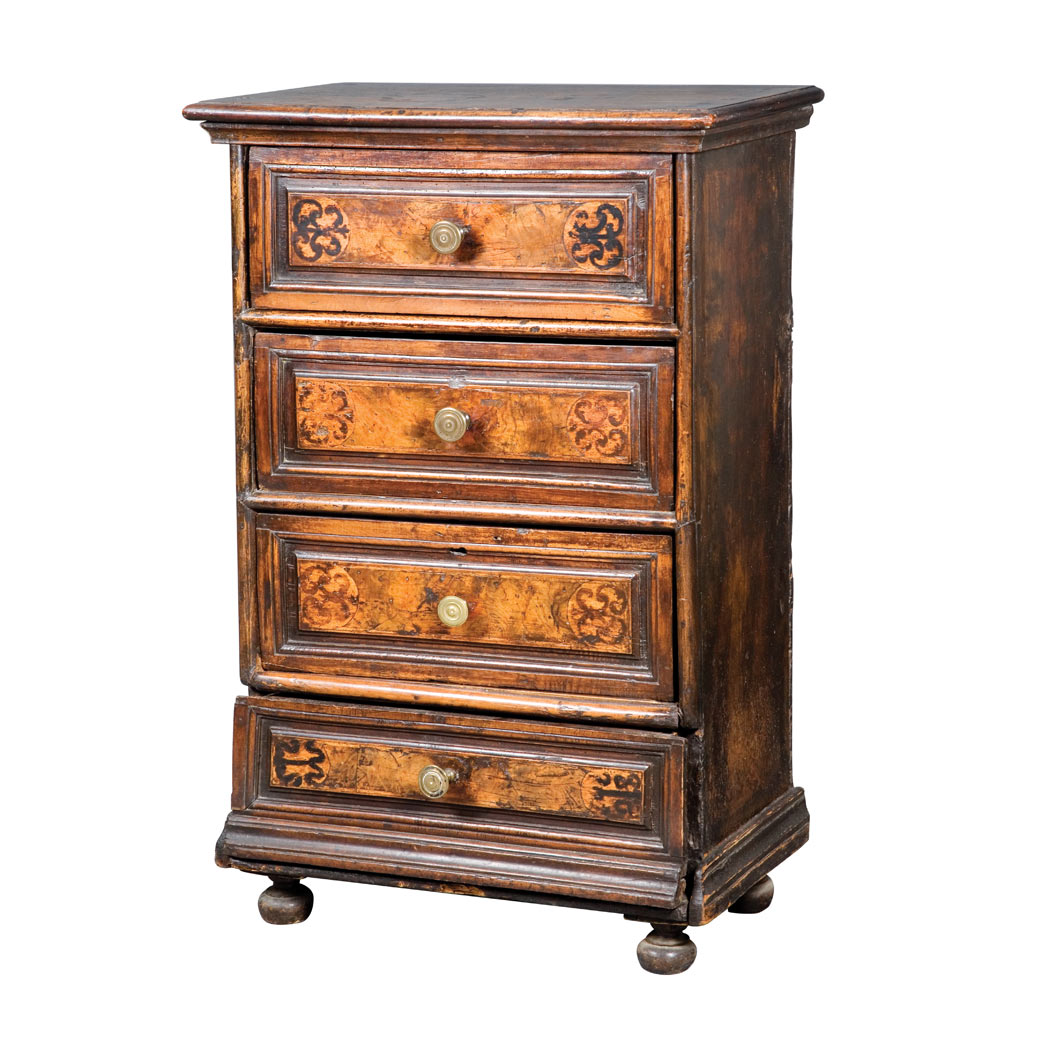 Appraisal: Italian Baroque Walnut Commode The rectangular top above a conforming