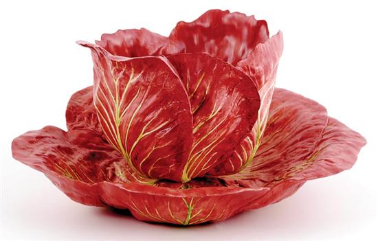 Appraisal: Mary Kirk Kelly ceramic red cabbage bowl H Dia underplate