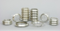 Appraisal: A Collection of Sterling Silver and Glass Wine Coasters This