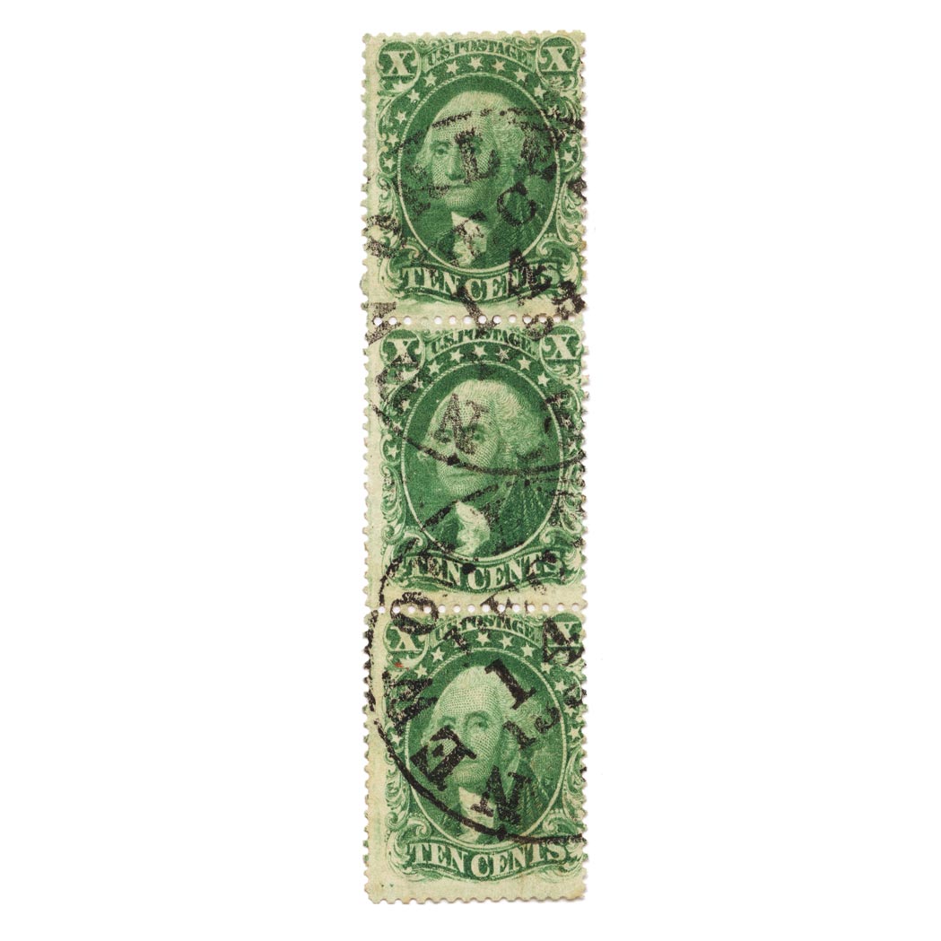 Appraisal: C Strip of Three Scott No Vertical strip of three