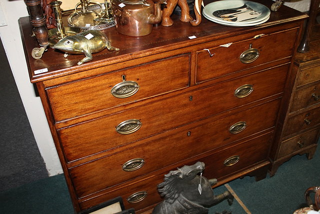 Appraisal: A TH CENTURY MAHOGANY STRAIGHT FRONT CHEST of two short