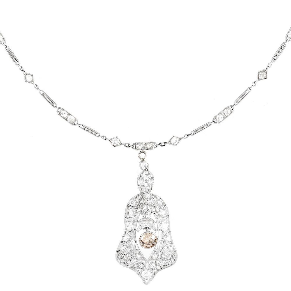 Appraisal: Art Deco Diamond and Platinum Necklace Art Deco s Platinum