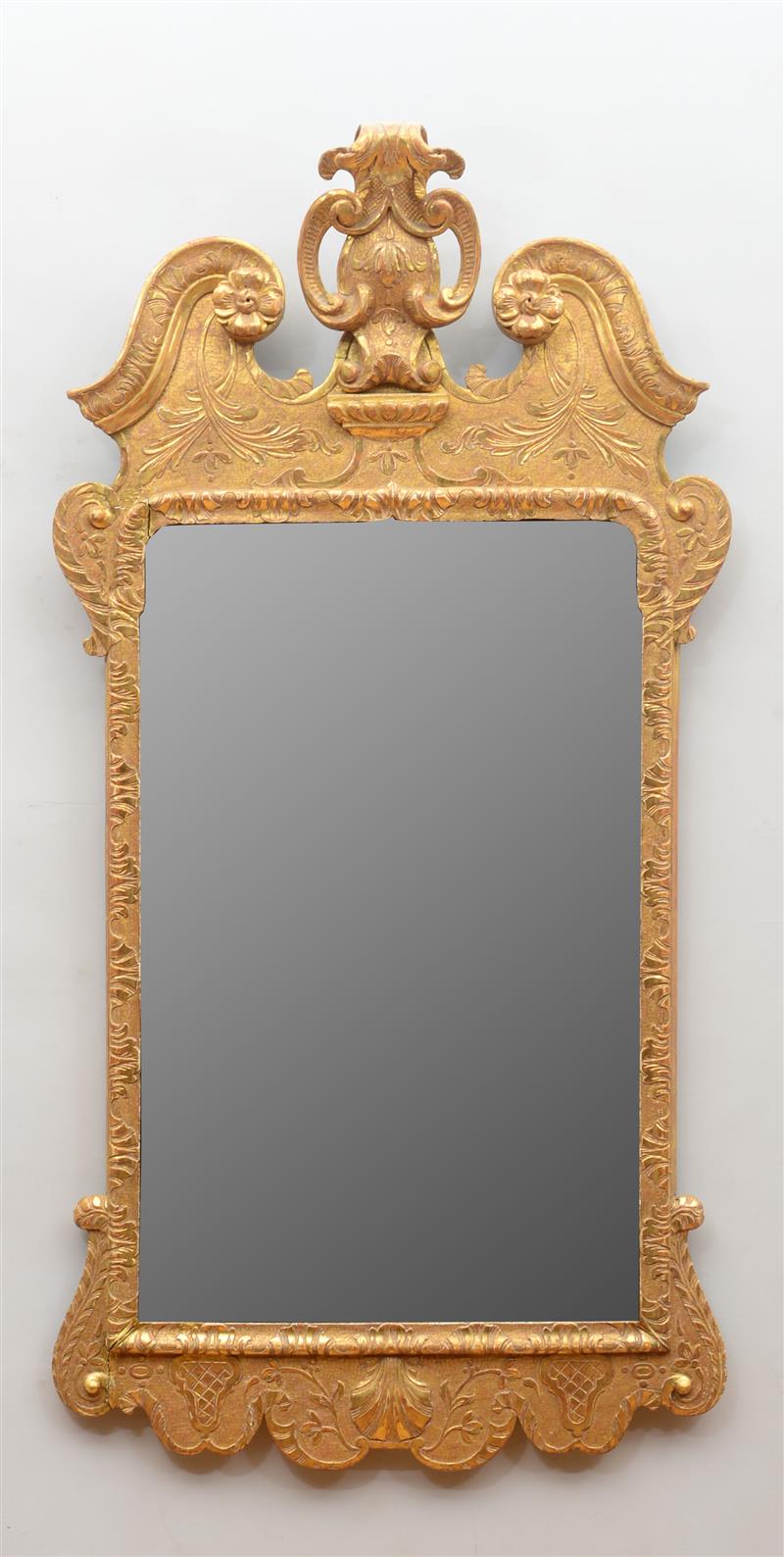 Appraisal: GEORGE I CARVED GILT GESSOED WOOD MIRROR The later beveled