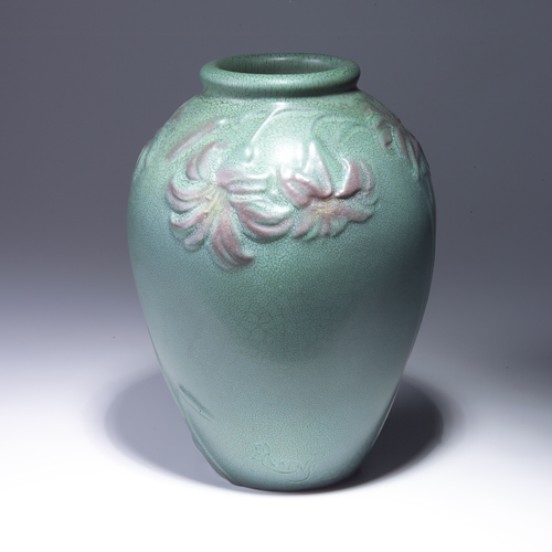 Appraisal: Exceptional WELLER Fru Russett bulbous vase decorated by Pickens with