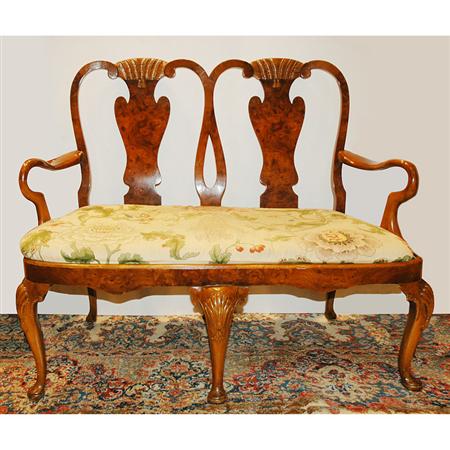 Appraisal: George II Style Double Chair Back Mahogany Settee Estimate -