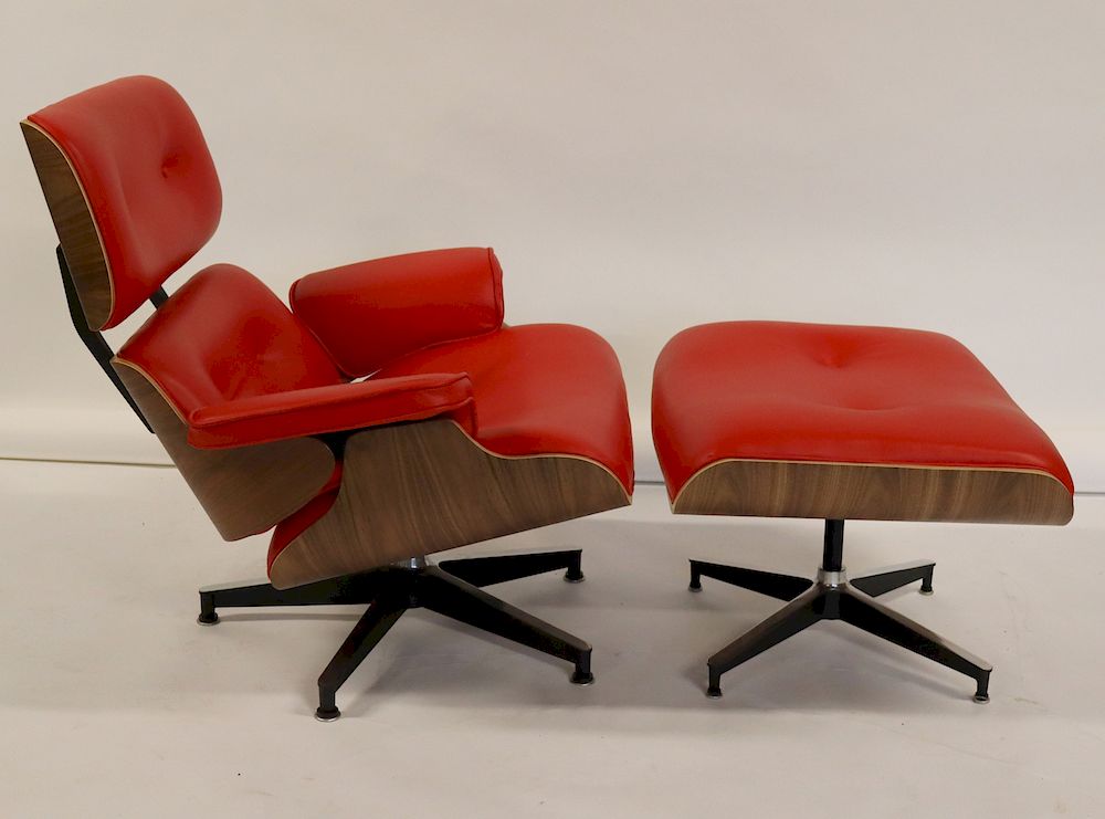 Appraisal: Vintage And Fine Quality Eames Style Lounge Chair and Ottoman