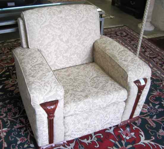 Appraisal: AN AMERICAN DECO EASY CHAIR with later -tone beige brocade