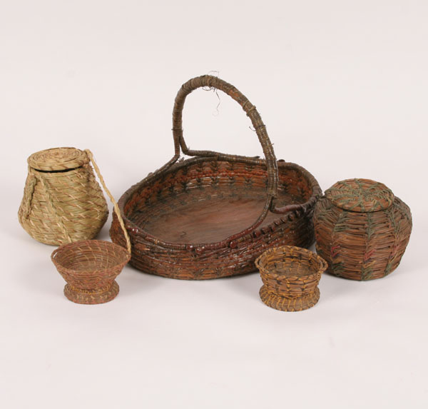 Appraisal: Lot of Native American Indian woven baskets various forms Handled