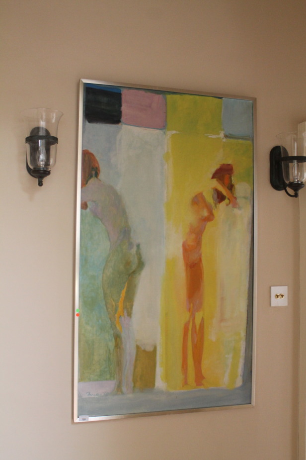 Appraisal: Mendes Abstract nude figures oil painting on canvas signed and