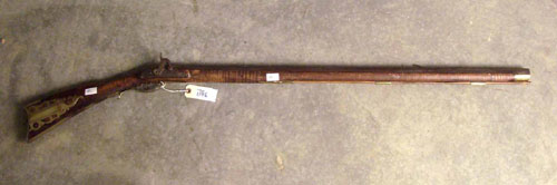 Appraisal: Percussion long rifle th c with tiger maple stock l