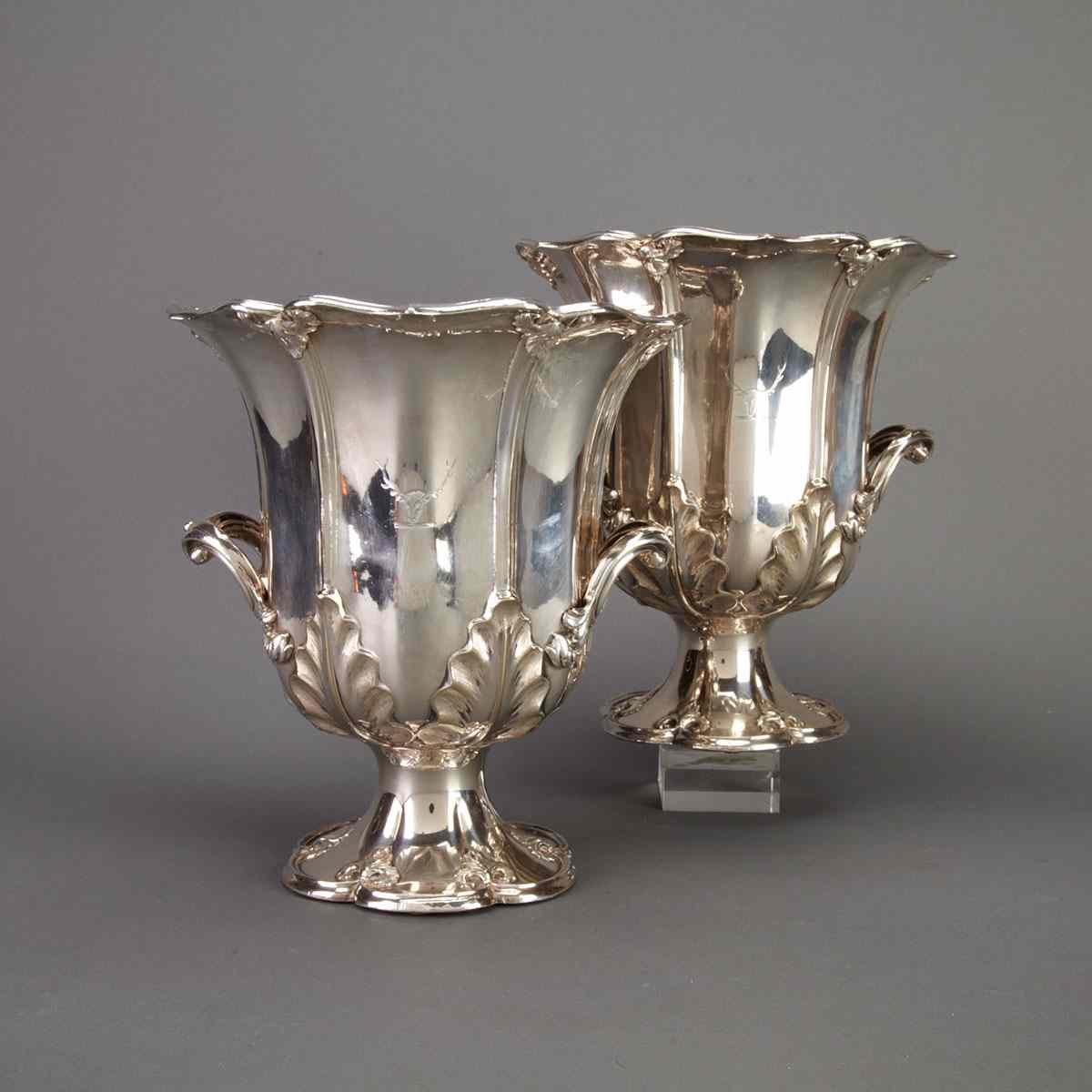 Appraisal: Pair of Sheffield Plate Wine Coolers T J Creswick c