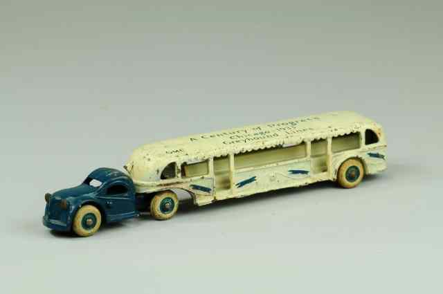 Appraisal: GREYHOUND GMC BUS Arcade cast iron painted in blue and