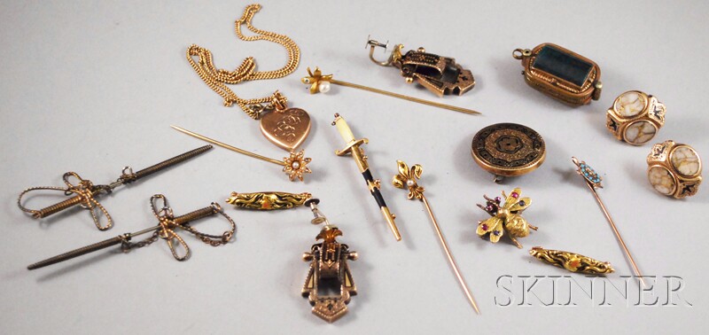 Appraisal: Small Group of Antique Gold and Gold-filled Jewelry including a