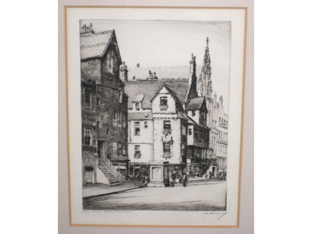 Appraisal: A SIMES Drypoint 'John Knox's house Edinburgh' signed and entitled