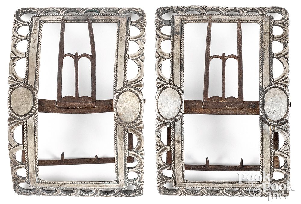 Appraisal: Pair of Philadelphia silver shoe buckles Pair of Philadelphia Pennsylvania