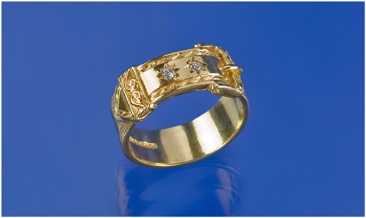 Appraisal: Nine Carat Gold Buckle Ring with two small diamonds grams