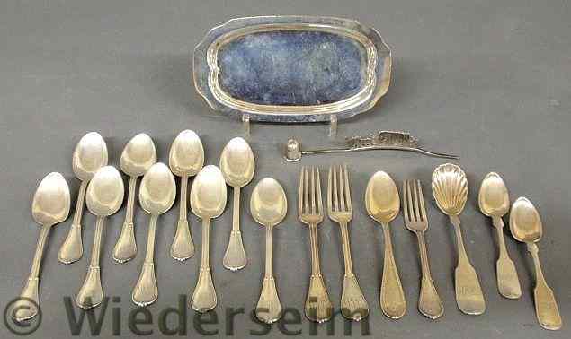 Appraisal: Group of sterling silver tableware coin silver etc