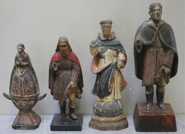 Appraisal: Antique Santos Figures From a Brooklyn NY location Dimensions Tallest