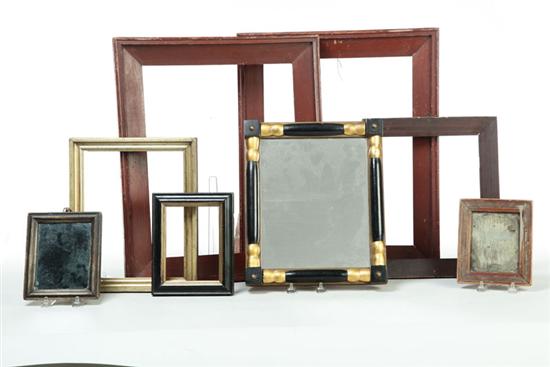 Appraisal: FIVE FRAMES AND THREE MIRRORS American th century Two miniature