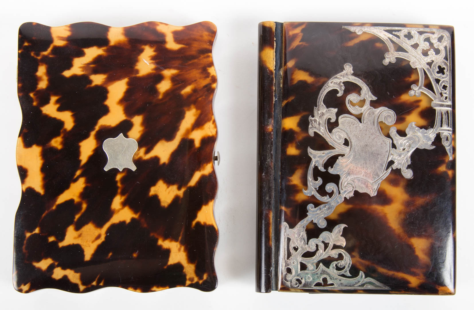 Appraisal: Two Victorian silver inlaid pocket notebooks second half- th century