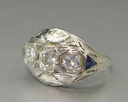 Appraisal: STONE DIAMOND AND SAPPHIRE DOME RING k white gold ring